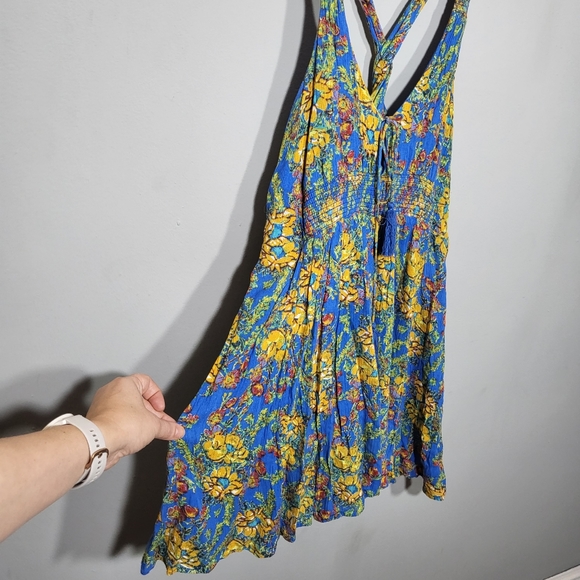 🌜 FREE PEOPLE Washed Ashore Mini Dress in Blue Floral - Picture 3 of 10